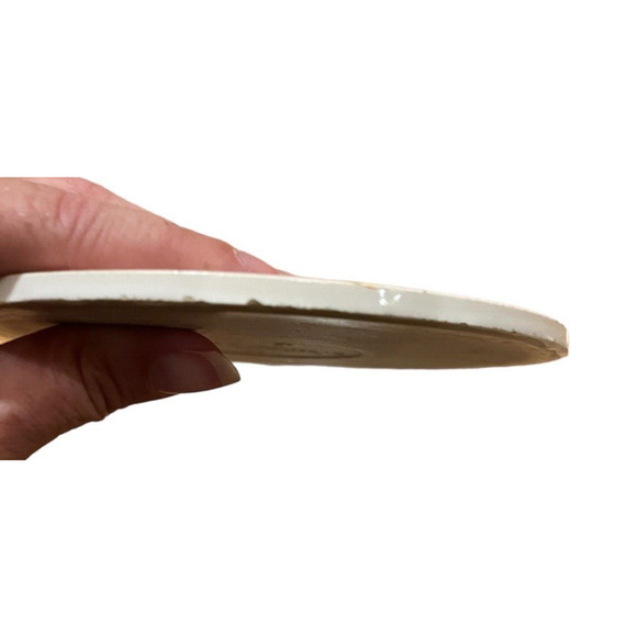 Vtg Mushroom Tile Trivet England H&R Johnson 1977 Bremann Handpainted Round - Picture 4 of 5